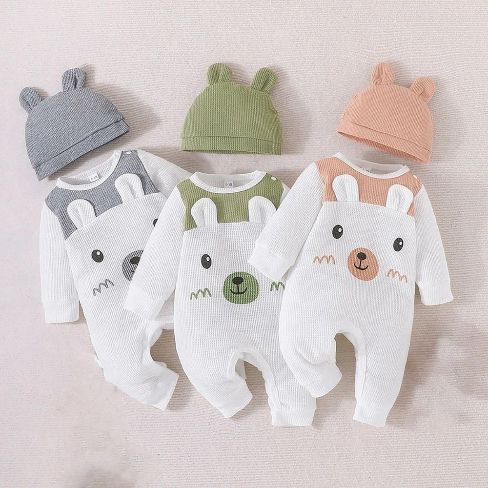Full Sleeves Bear Romper With Cap