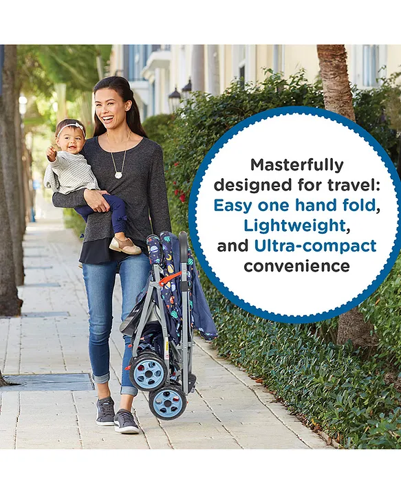 Mee Mee Little Explorer Baby Stroller / Pram for 0 to 3 Years, New Born / Kids, 5 Point Safety Harness, Adjustable backrest, 360 Swivel Wheel, Large storage basket, Reversible Handlebar (Modern, Navy Blue)