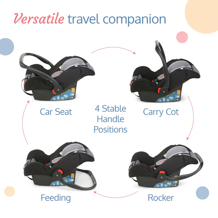 Infant Baby Car Seat Cum Carry Cot, Grey