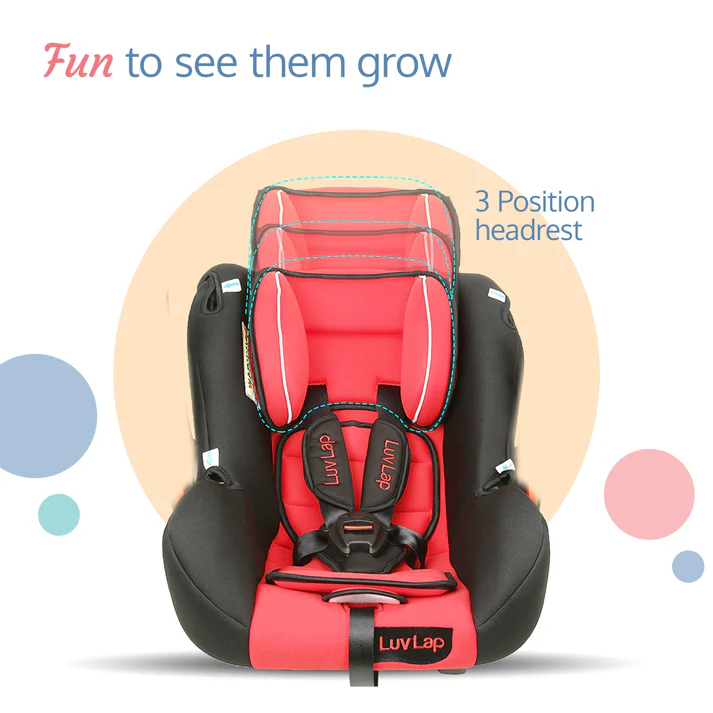 Infant Baby Car Seat Cum Carry Cot In Red Color