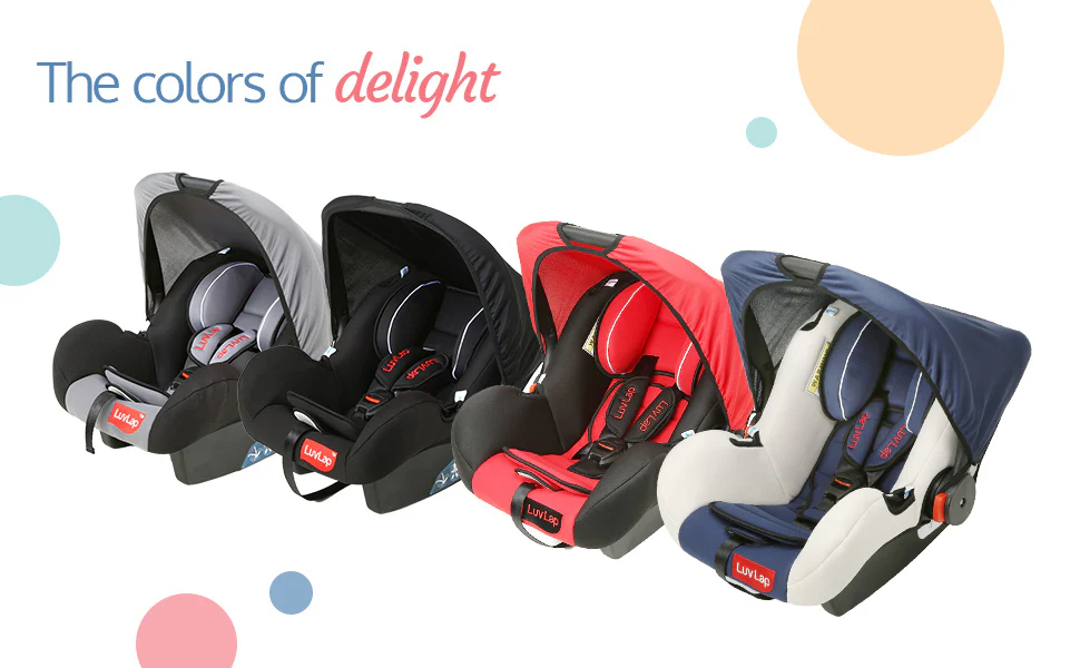 Infant Baby Car Seat Cum Carry Cot In Red Color