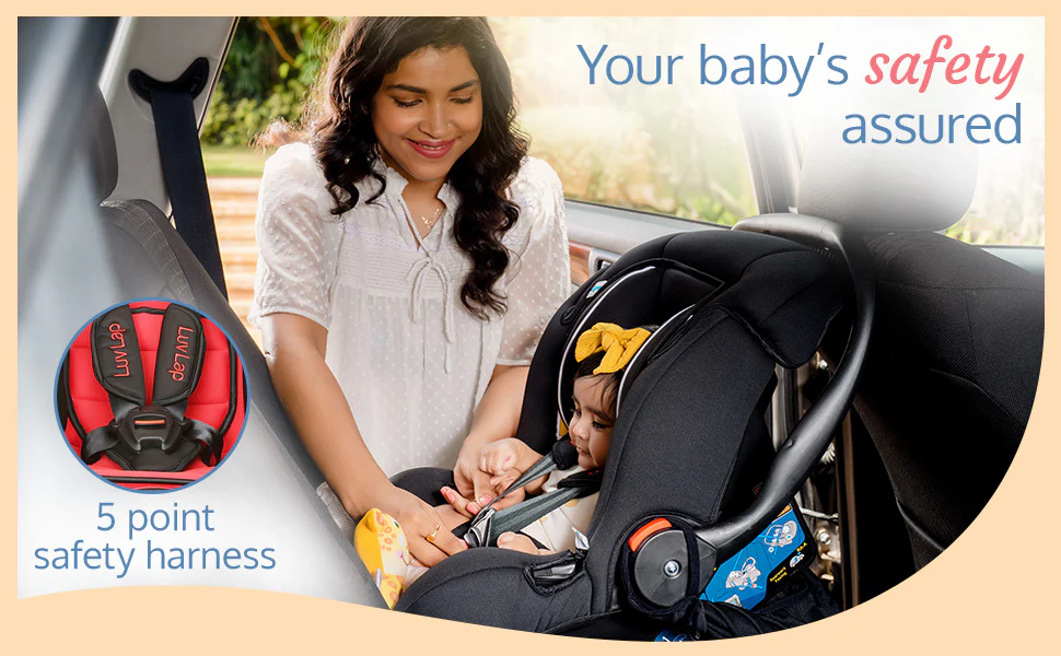 Infant Baby Car Seat Cum Carry Cot In Red Color