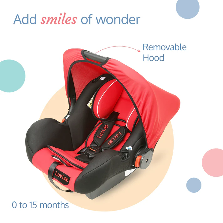 Infant Baby Car Seat Cum Carry Cot In Red Color