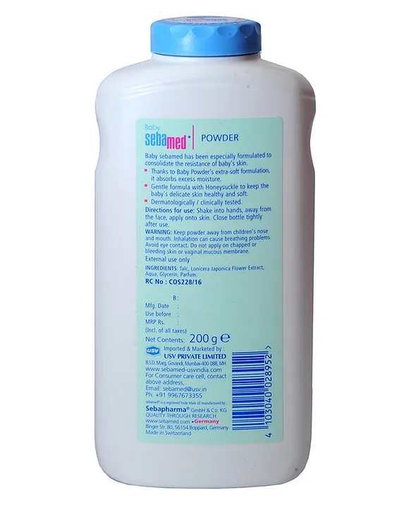 Sebamed Baby Powder with Honeysuckle Ideal for prickly heat | Keeps newborn's skin fresh | 200 gm