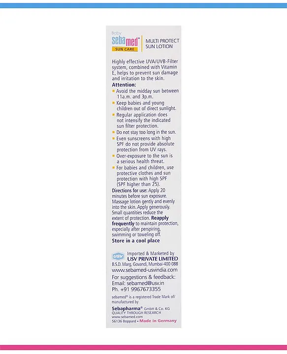 Sebamed Baby Sun Lotion | pH 5.5| Triple Protection From UV Rays | Water & Sweat Resistant | 200 ml