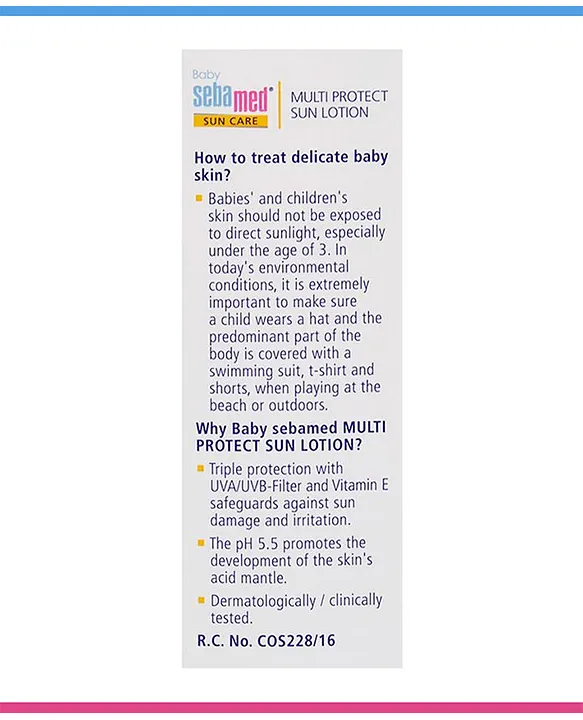 Sebamed Baby Sun Lotion | pH 5.5| Triple Protection From UV Rays | Water & Sweat Resistant | 200 ml