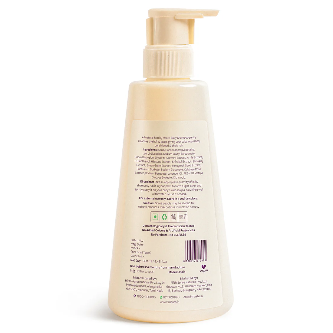 Maate Tear Free Baby Shampoo - ph Balanced | Soap Free - 250 ML