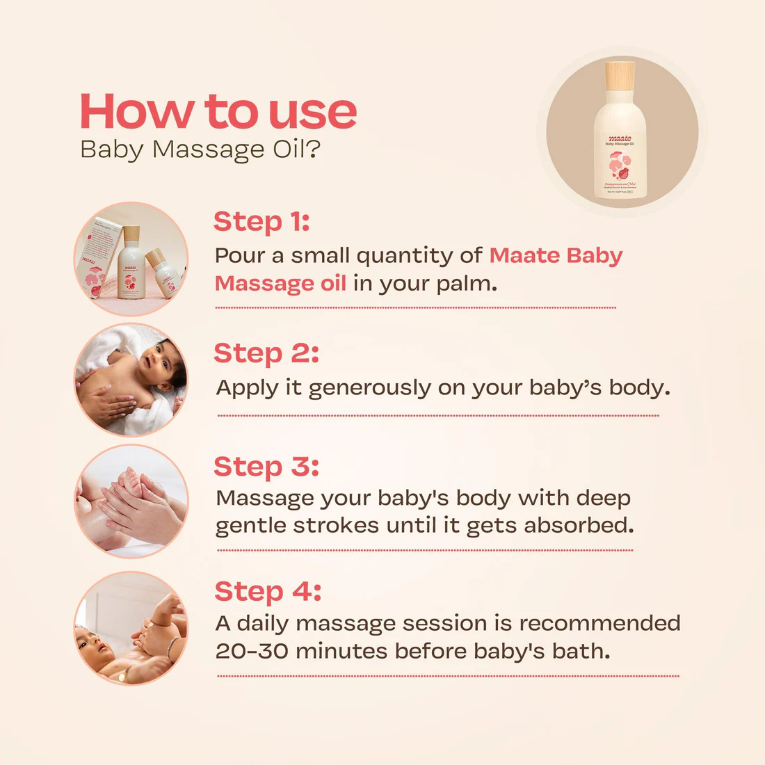 Maate 100% Natural Baby Massage Oil - 150 ML
