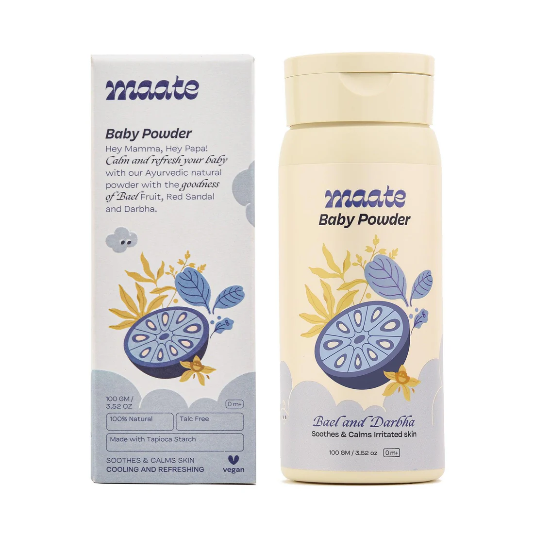 Maate Ayurvedic Baby Powder - Talc Free | 100% Natural | 100GM