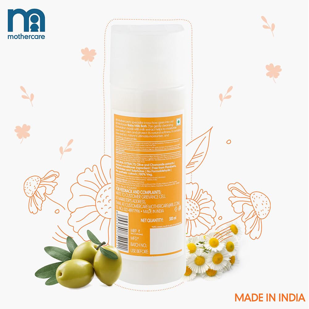 Mothercare Baby Milk Bath – Soft & Nourishing Daily Cleanse 300ML