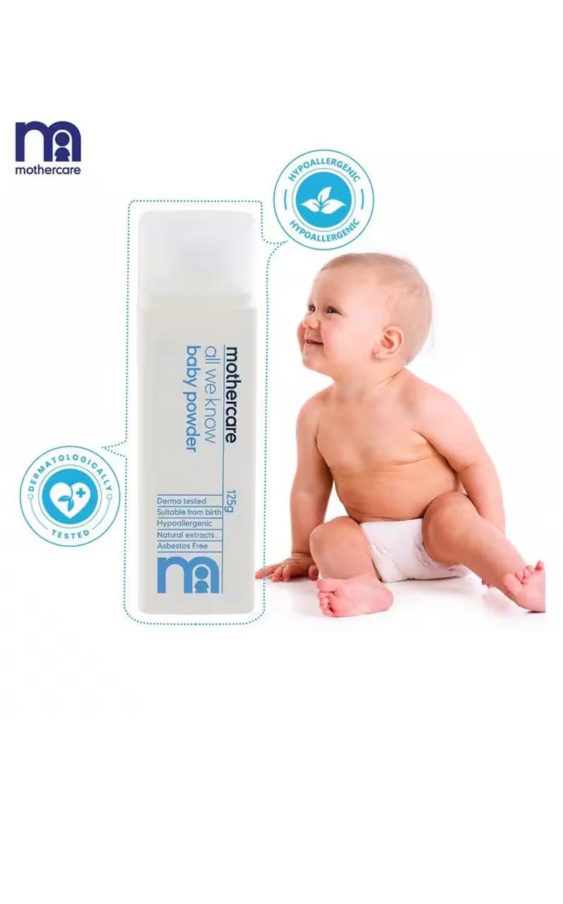 Mothercare Baby Powder for Newborns & Infants | Prevent Rashes, Absorbs Moisture & Keeps Baby Skin Soft | 125g