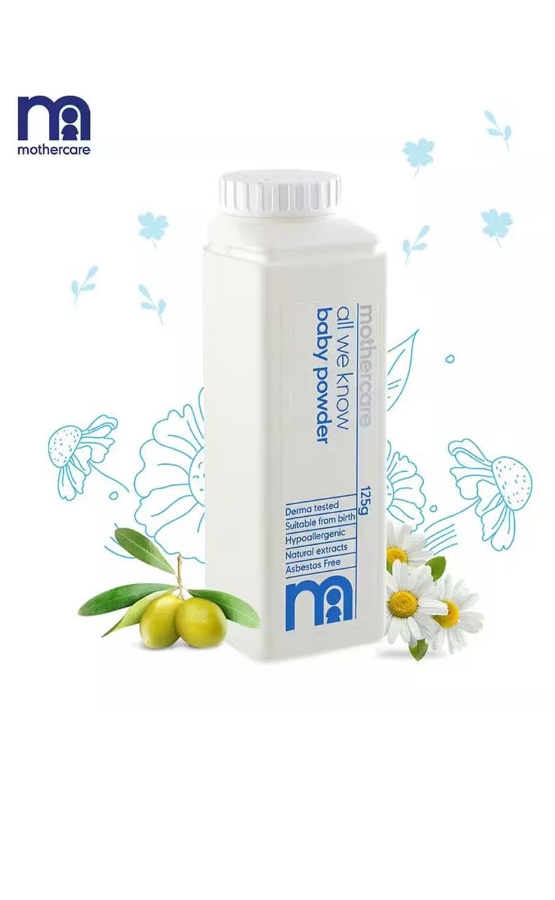 Mothercare Baby Powder for Newborns & Infants | Prevent Rashes, Absorbs Moisture & Keeps Baby Skin Soft | 125g