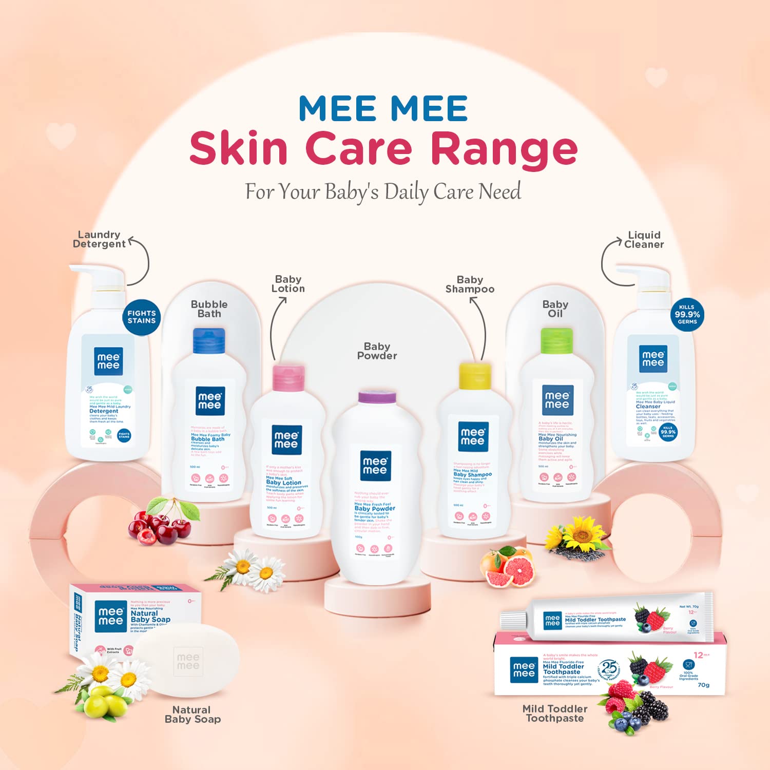 Mee Mee Baby Bubble bath 400 Ml, Pack of 1 With Cherry & Fruit Extracts | Tear-Free Formula | Moisturizes and Soothes Skin | Natural Head to Toe Baby Mild Bubble Bath Dermatologically Tested