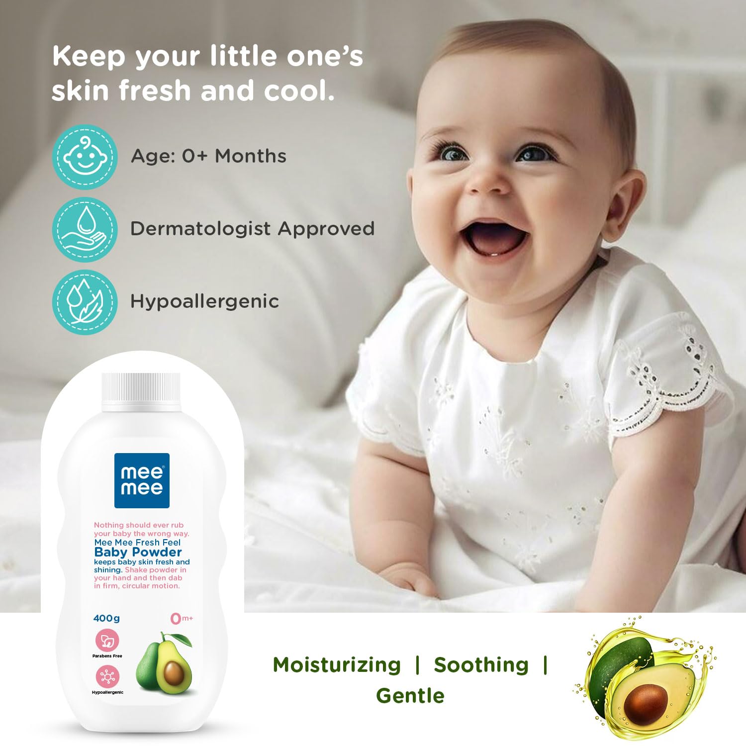 Mee Mee Baby Talcum Powder, Dermatologically Tested, Fresh Feel