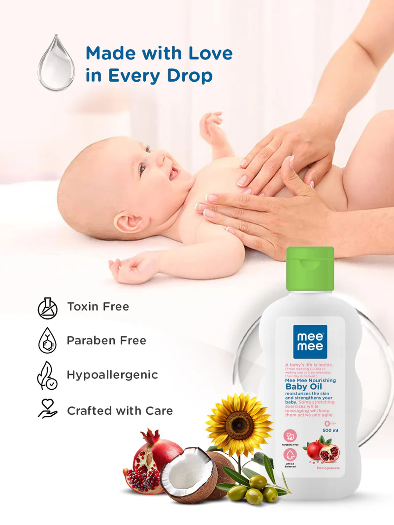 Mee Mee Mild Baby Oil - Enriched with Fruit Extracts, Gentle Formula, Clinically Proven Safety, Pure & Tender Care 