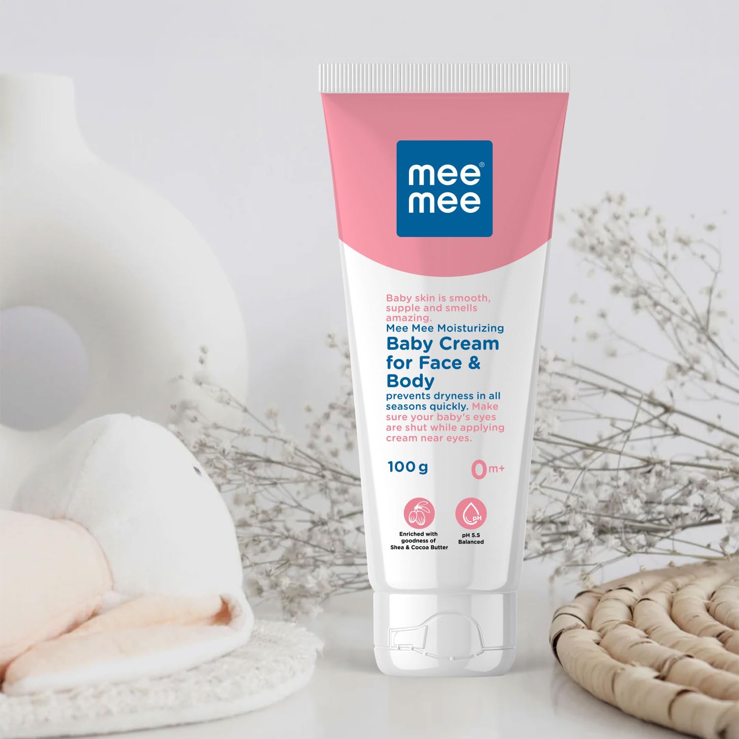 Mee Mee Moisturizing Baby Cream For Face & Body, Shea & Cocoa Butter, 24 Hrs Moisturization - 100 g