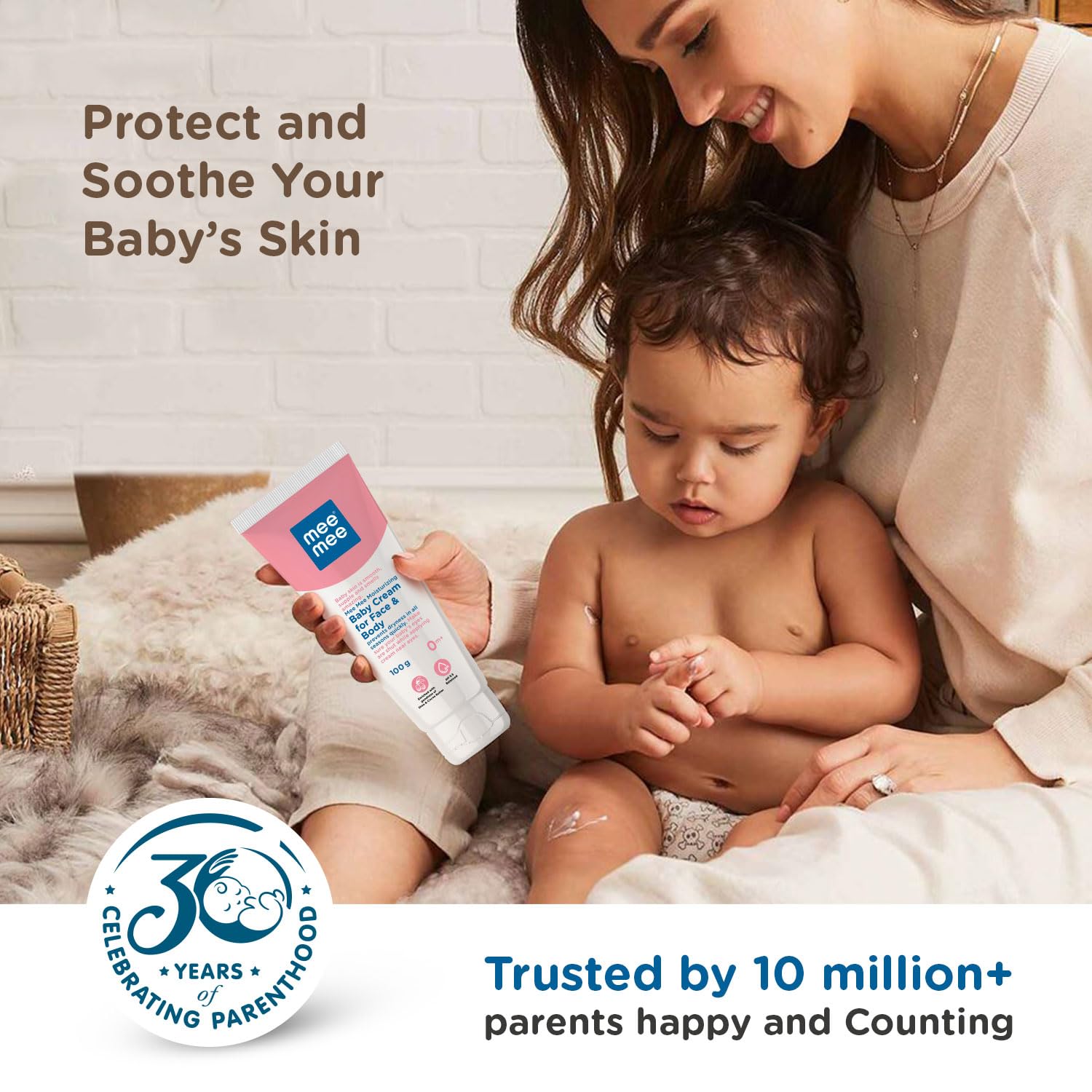 Mee Mee Moisturizing Baby Cream For Face & Body, Shea & Cocoa Butter, 24 Hrs Moisturization - 100 g