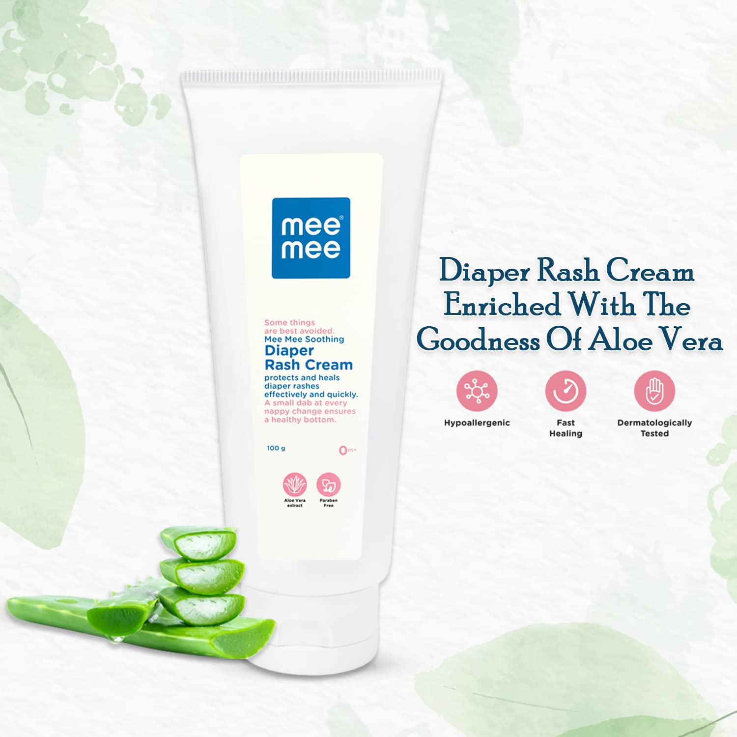 Mee Mee Diaper Rash Cream with Aloe Vera 100 g | Natural Cream For Newborns & Babies | Natural Solution for Treating and Preventing Diaper Rash | Soothing Relief 