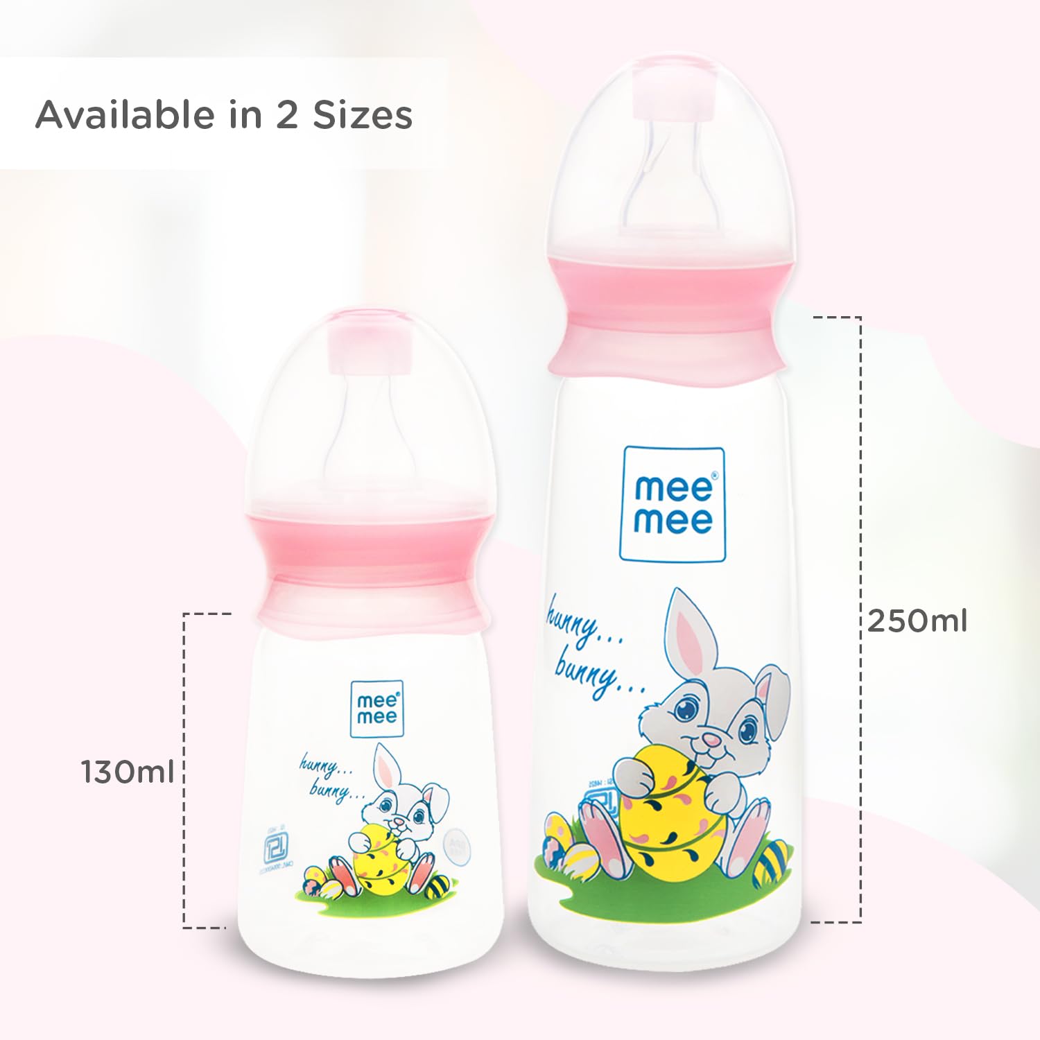 Mee Mee BPA-Free Baby Feeding Bottle, Eazy Flo Technology, Anti-Colic Valve, 0-3 Years (Pink, 130 ML)