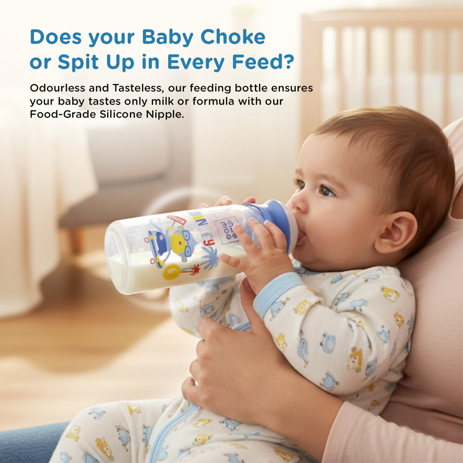 Mee Mee BPA-Free Baby Feeding Bottle, Eazy Flo Technology, Anti-Colic Valve, 0-3 Years | Blue, 250 ML