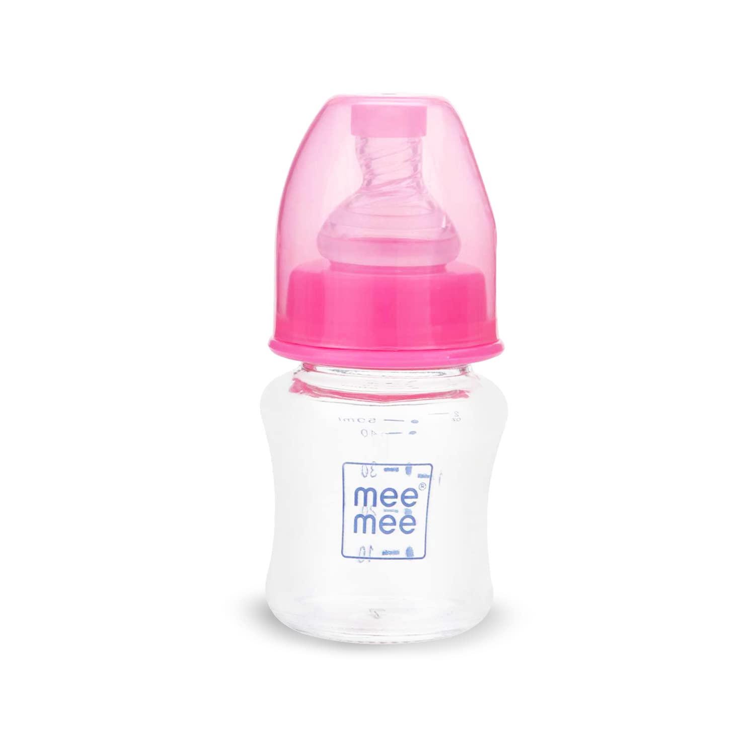 Mee Mee Premium Glass Feeding Bottle with Eazy-Flow Technology, Anti-Colic Valve,Anti Slip,BPA-free Baby Feeding Bottle For Babies & Toddlers(Pink,Blue And Green 120Ml)
