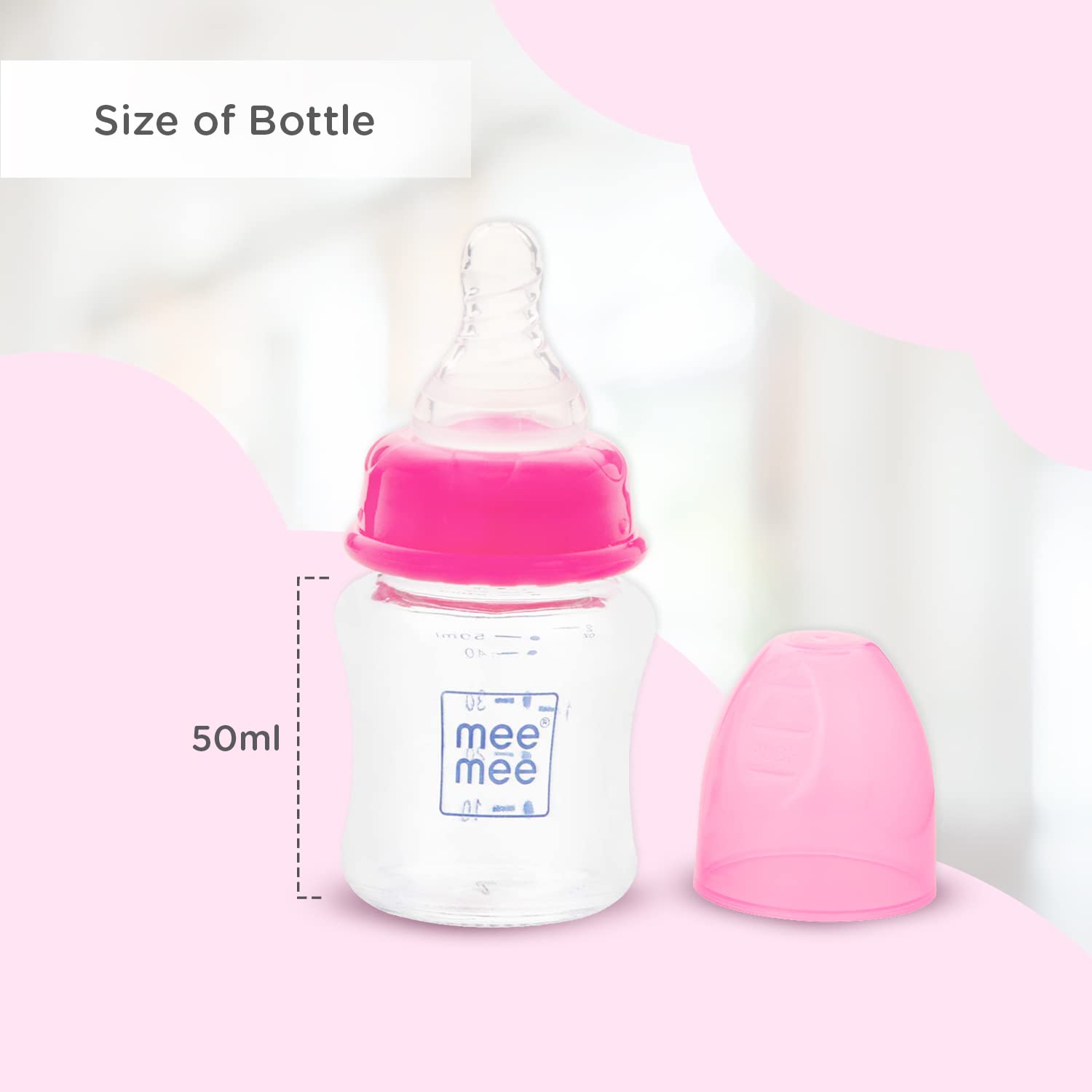 Mee Mee Premium Glass Feeding Bottle with Eazy-Flow Technology, Anti-Colic Valve,Anti Slip,BPA-free Baby Feeding Bottle For Babies & Toddlers(Pink,Blue And Green 120Ml)