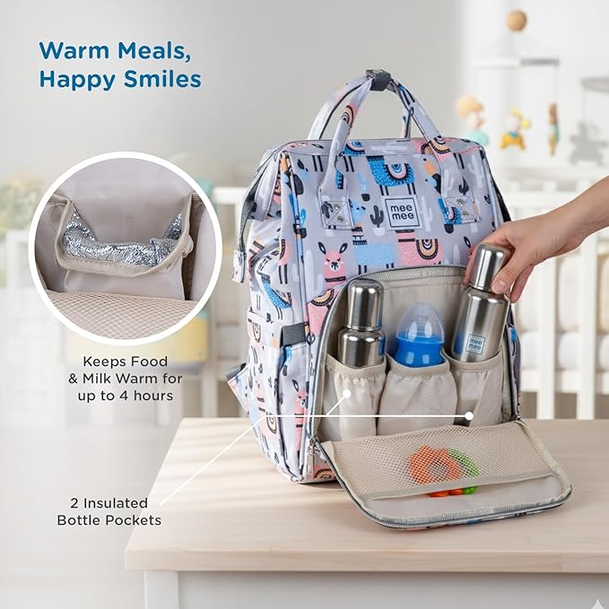 Mee Mee Cuddle Carry Diaper Bag Backpack for Moms & Dads, 20L Large Capacity with 14 Pockets, Insulated Bottle Pockets, Water-Resistant Oxford Fabric, Multi-Functional Baby Travel Tote.