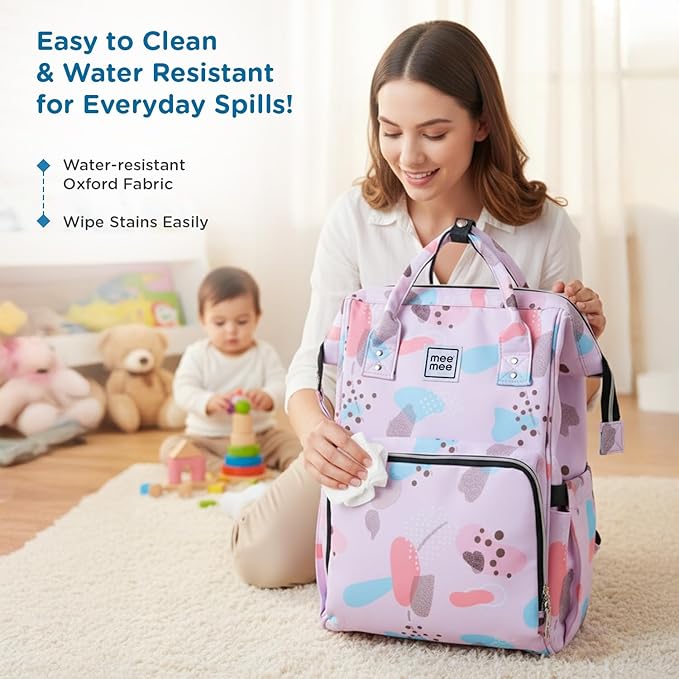 Mee Mee Cuddle Carry Diaper Bag Backpack for Moms & Dads, 20L Large Capacity with 14 Pockets, Insulated Bottle Pockets, Water-Resistant Oxford Fabric, Multi-Functional Baby Travel Tote.