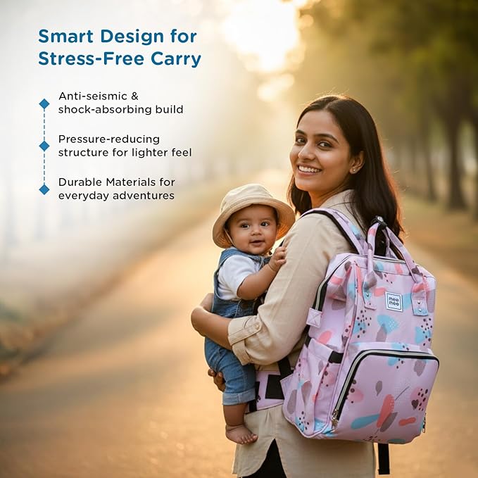 Mee Mee Cuddle Carry Diaper Bag Backpack for Moms & Dads, 20L Large Capacity with 14 Pockets, Insulated Bottle Pockets, Water-Resistant Oxford Fabric, Multi-Functional Baby Travel Tote.