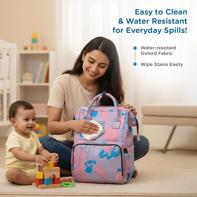 Mee Mee Cuddle Carry Diaper Bag Backpack for Moms & Dads, 20L Large Capacity with 14 Pockets, Insulated Bottle Pockets, Water-Resistant Oxford Fabric, Multi-Functional Baby Travel Tote.