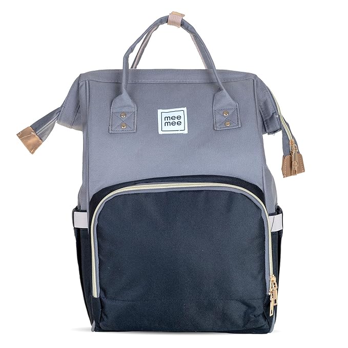 Mee Mee Grace Tote Diaper Bag Backpack for Moms & Dads, 20L Large Capacity with 14 Pockets, Insulated Bottle Holders, Flap Tissue Dispenser, Water-Resistant Oxford Fabric.