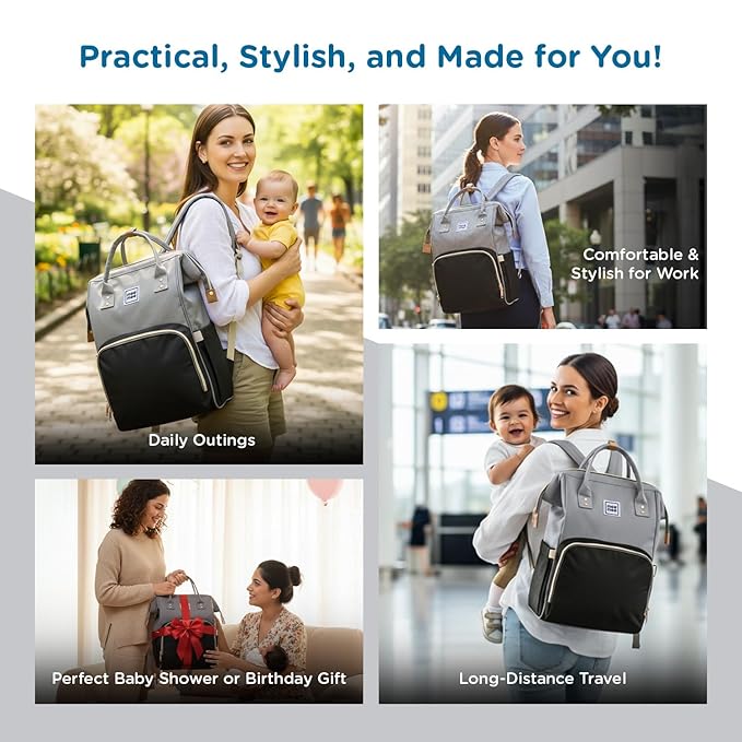 Mee Mee Grace Tote Diaper Bag Backpack for Moms & Dads, 20L Large Capacity with 14 Pockets, Insulated Bottle Holders, Flap Tissue Dispenser, Water-Resistant Oxford Fabric.