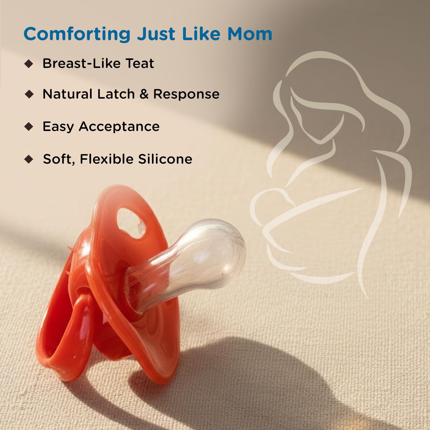 Mee Mee Baby Pacifier Ultra Light Soft Silicone Nipple| BPA Free | Oral stimulatory | Teether | Pack of 2 | 0-6 months + Kids (Blue/Red)