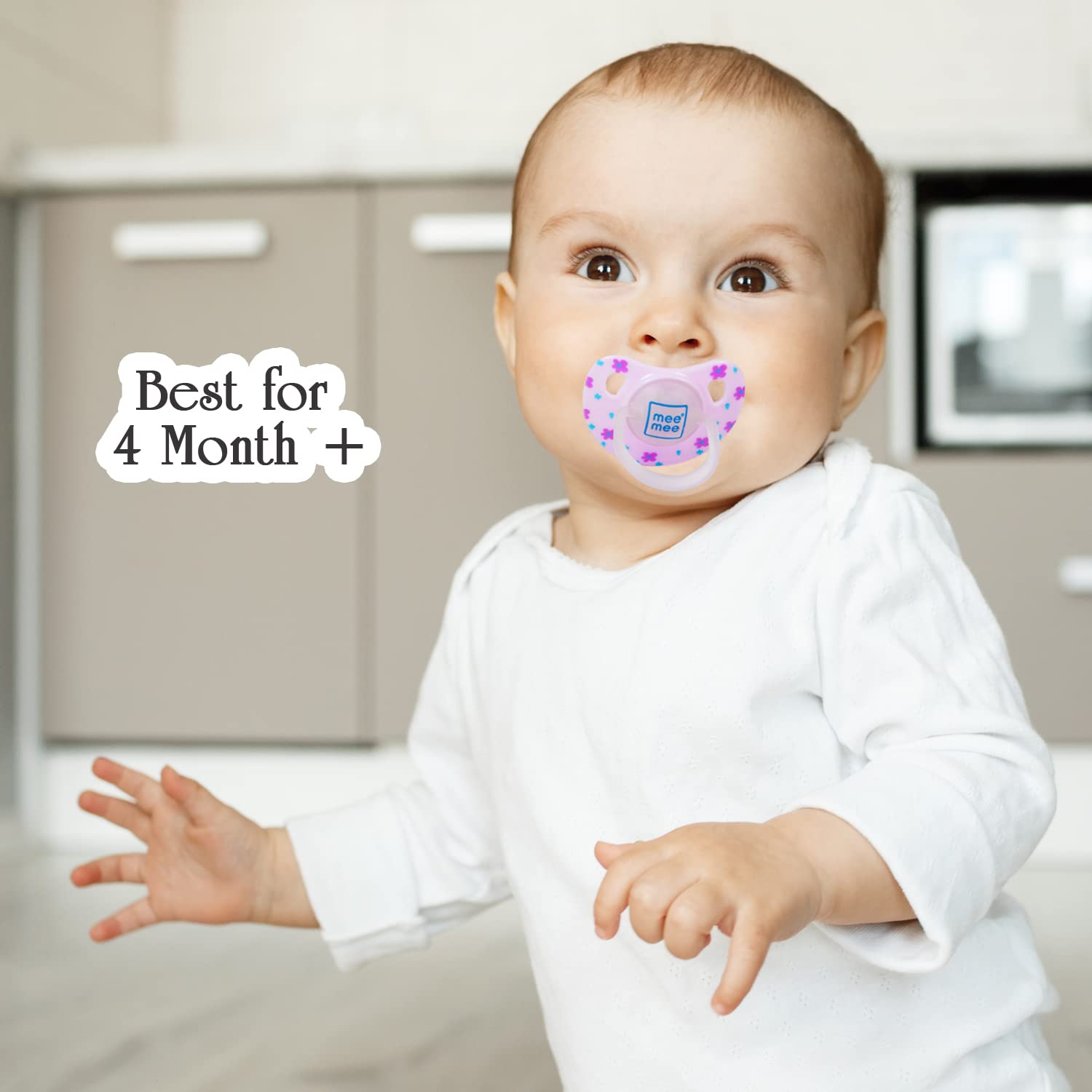 Mee Mee Baby Pacifier Pack of 2 | Ultra Light & Soft Silicone Orthodontic Design Nipple for Oral Stimulation | BPA-Free | Easy to Clean | Suitable for Infants | (Green & Pink)