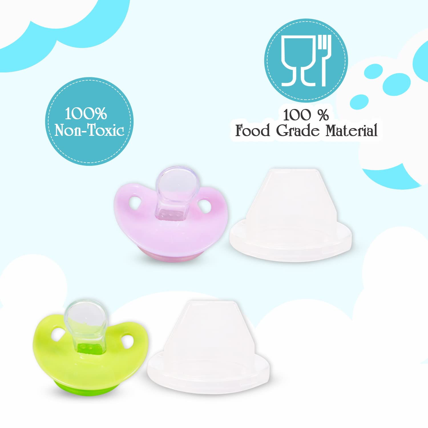 Mee Mee Baby Pacifier Pack of 2 | Ultra Light & Soft Silicone Orthodontic Design Nipple for Oral Stimulation | BPA-Free | Easy to Clean | Suitable for Infants | (Green & Pink)