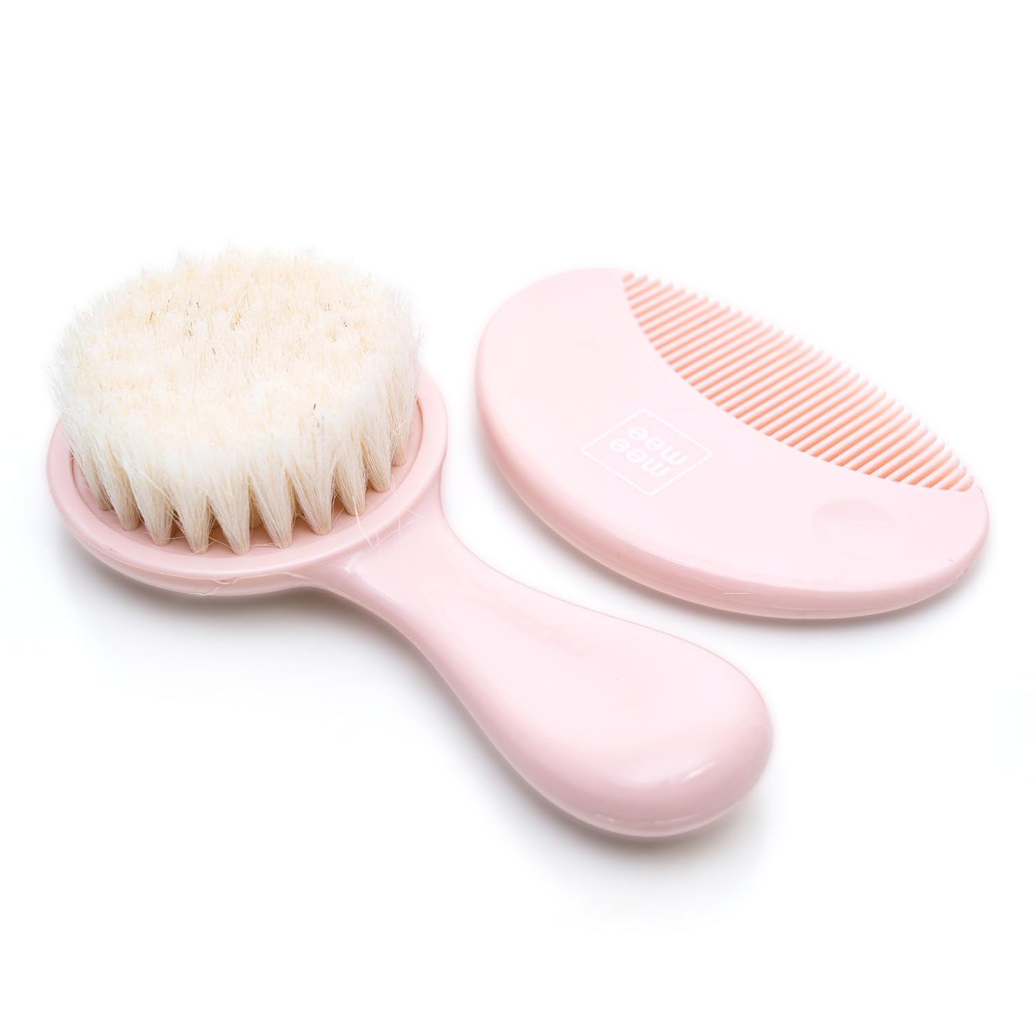 Mee Mee Soft Grip Baby Hair Brush & Comb Set | Soft Bristles for Gentle Scalp Care | Infant & Toddler Grooming Kit | Elegant Design – Perfect Baby Shower Gift (Pink)