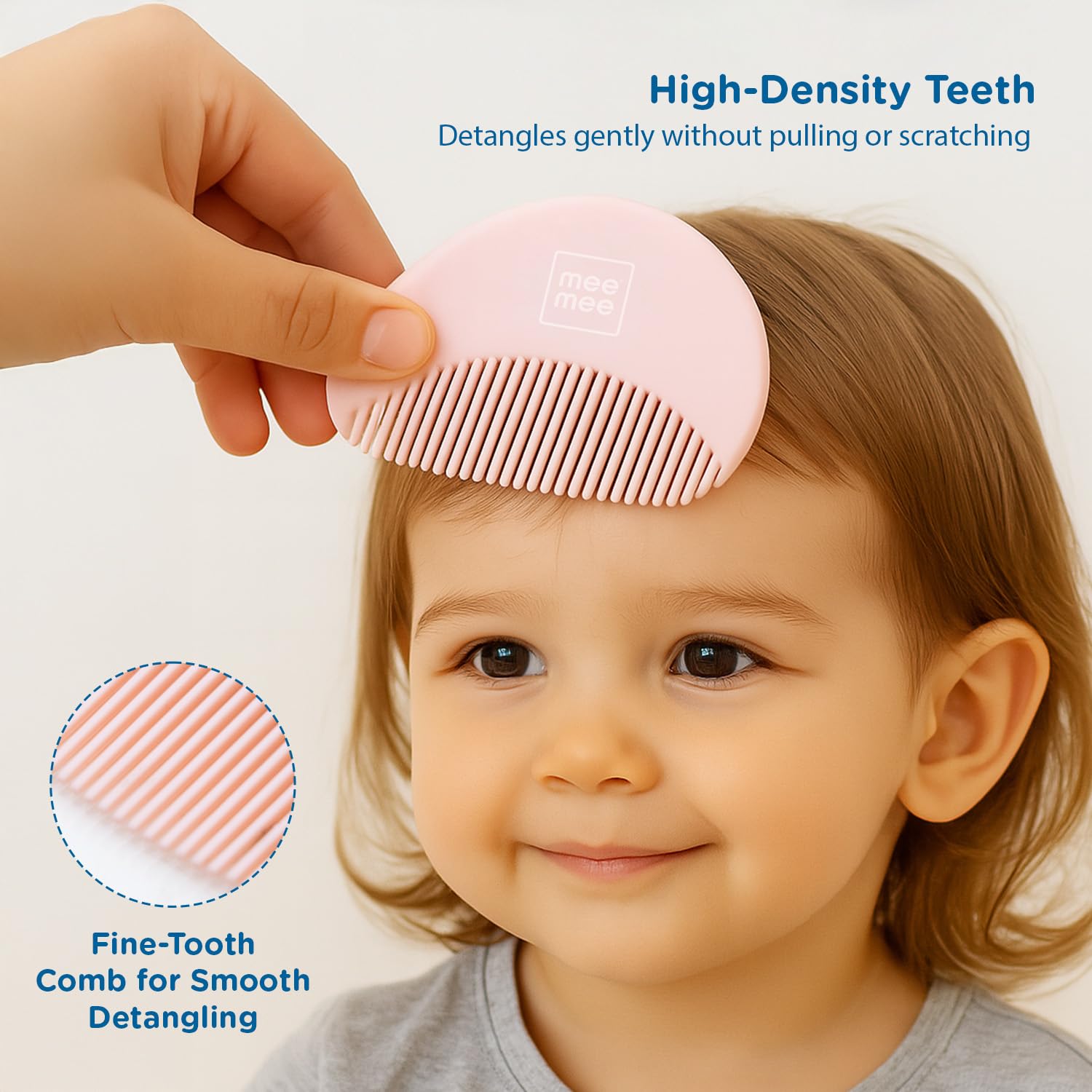 Mee Mee Soft Grip Baby Hair Brush & Comb Set | Soft Bristles for Gentle Scalp Care | Infant & Toddler Grooming Kit | Elegant Design – Perfect Baby Shower Gift (Pink)