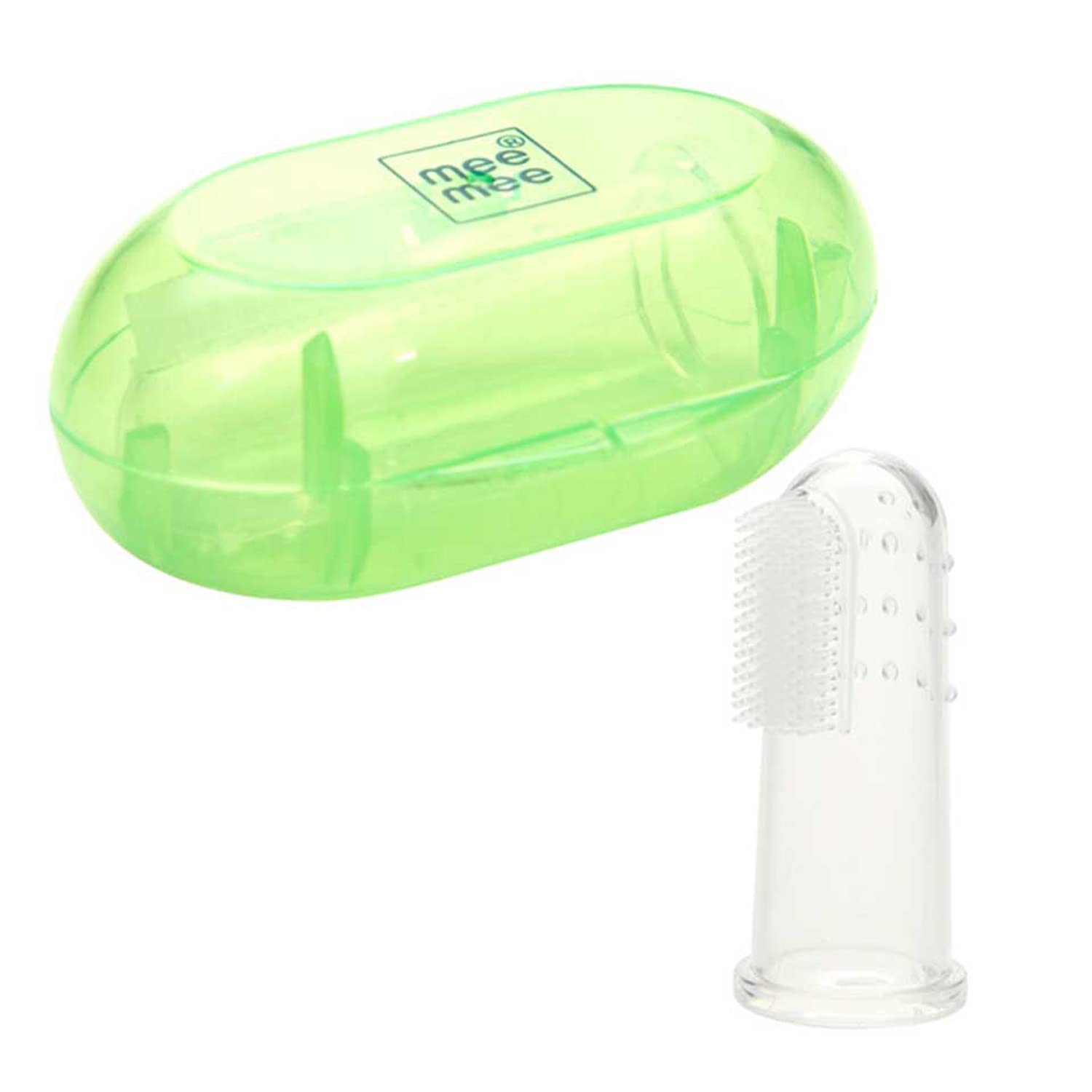 Mee Mee Finger Brush With Cover (Orange, Green)