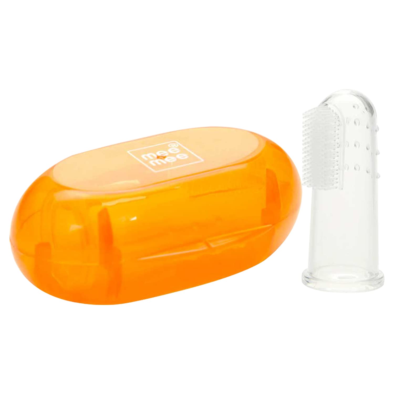 Mee Mee Finger Brush With Cover (Orange, Green)