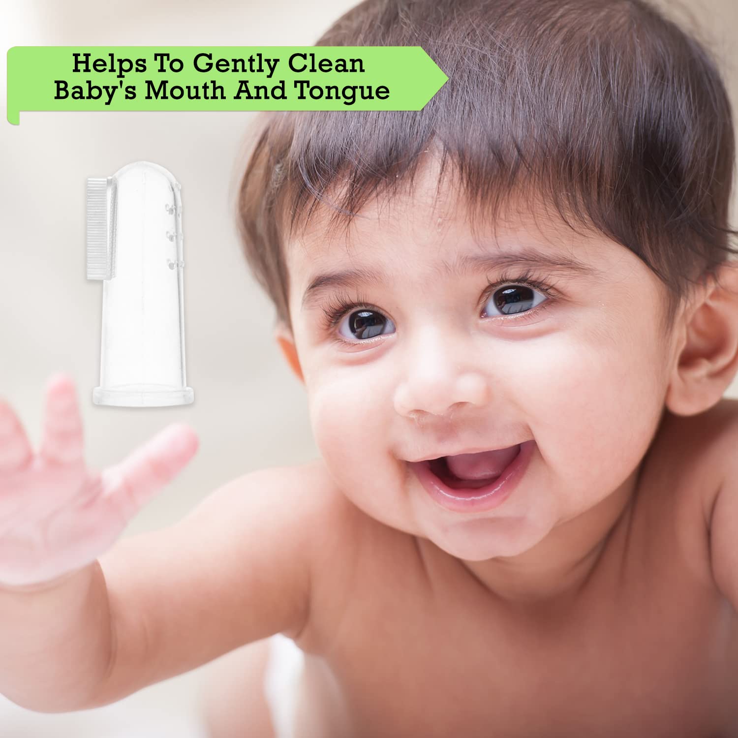 Mee Mee Finger Brush With Cover (Orange, Green)