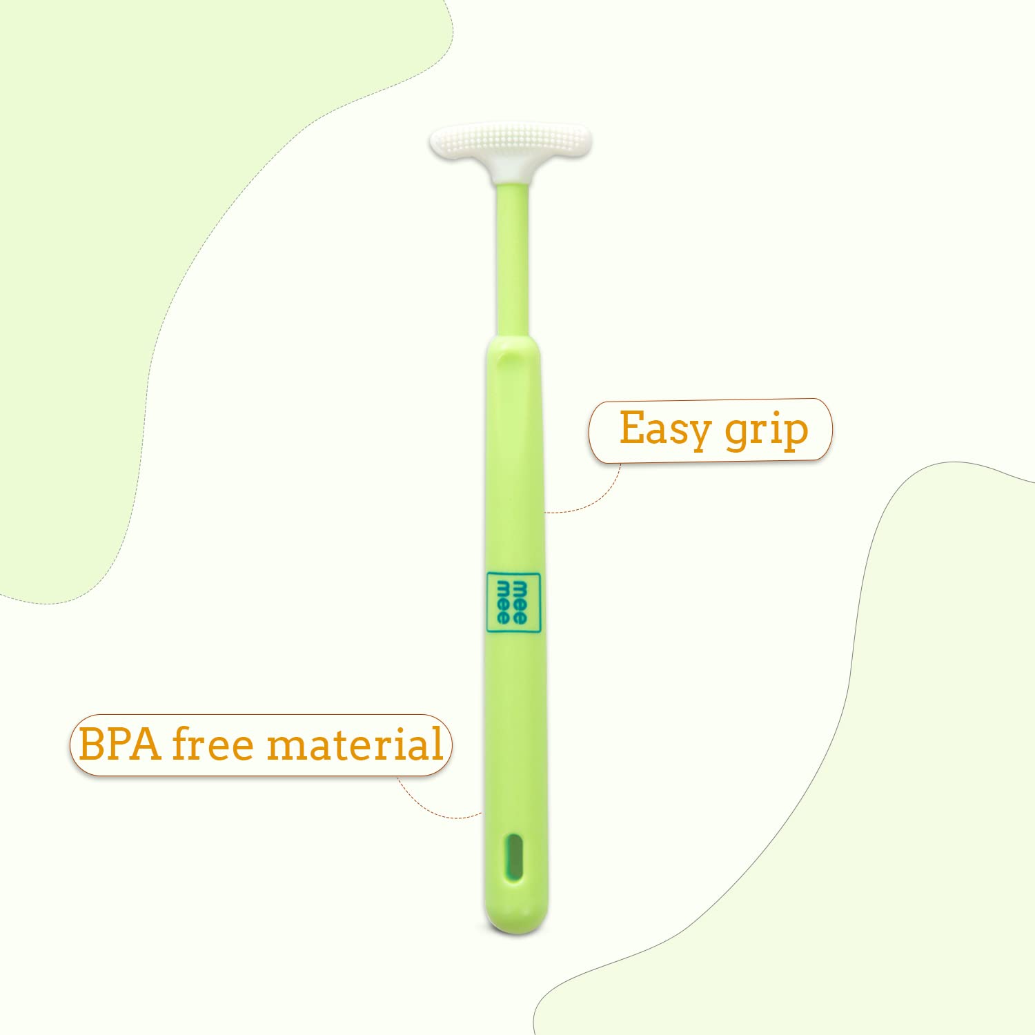 Mee Mee Tongue Cleaner for Baby | Tender Baby Oral Cleaner Toothbrush with Silicone Scraper | Suitable from 6+ Months | With Non-Slip Handle, Soft Rubber Tip and Easy Grip for Kids/Babies (Green)