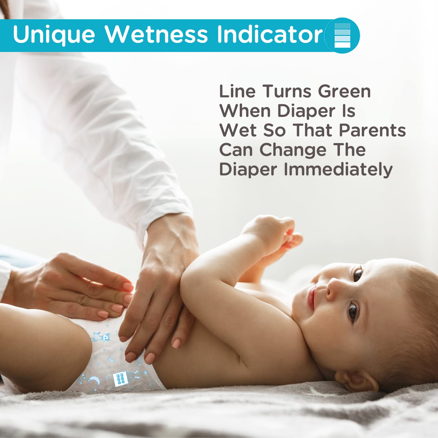 Mee Mee Premium Breathable Baby Diapers with Wetness Indicator (Small- 22 Pieces)