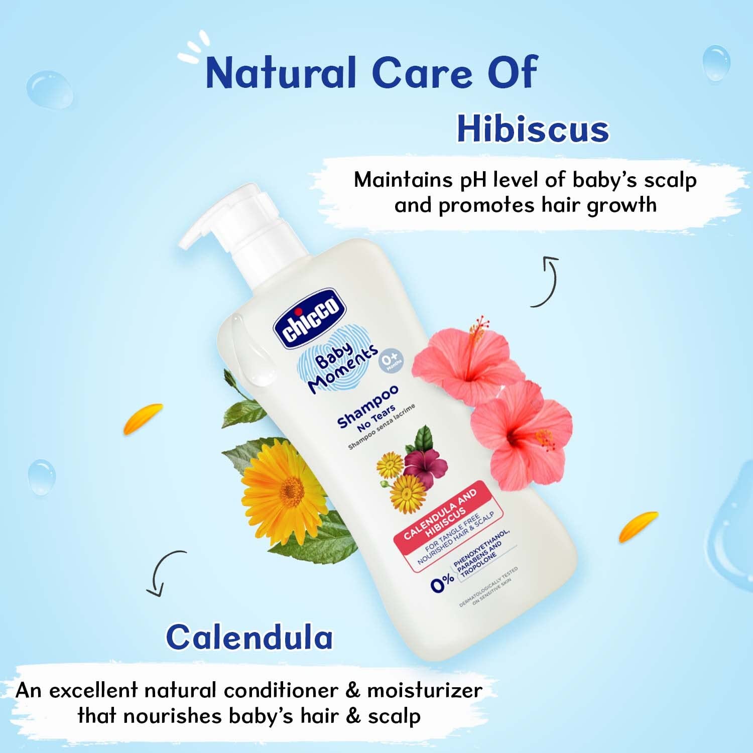 Chicco Baby Moments Shampoo for Tear-Free Bath times, Natural Ingredients, Suitable for baby’s tangle Free, smooth hair, No Phenoxyethanol and Parabens
