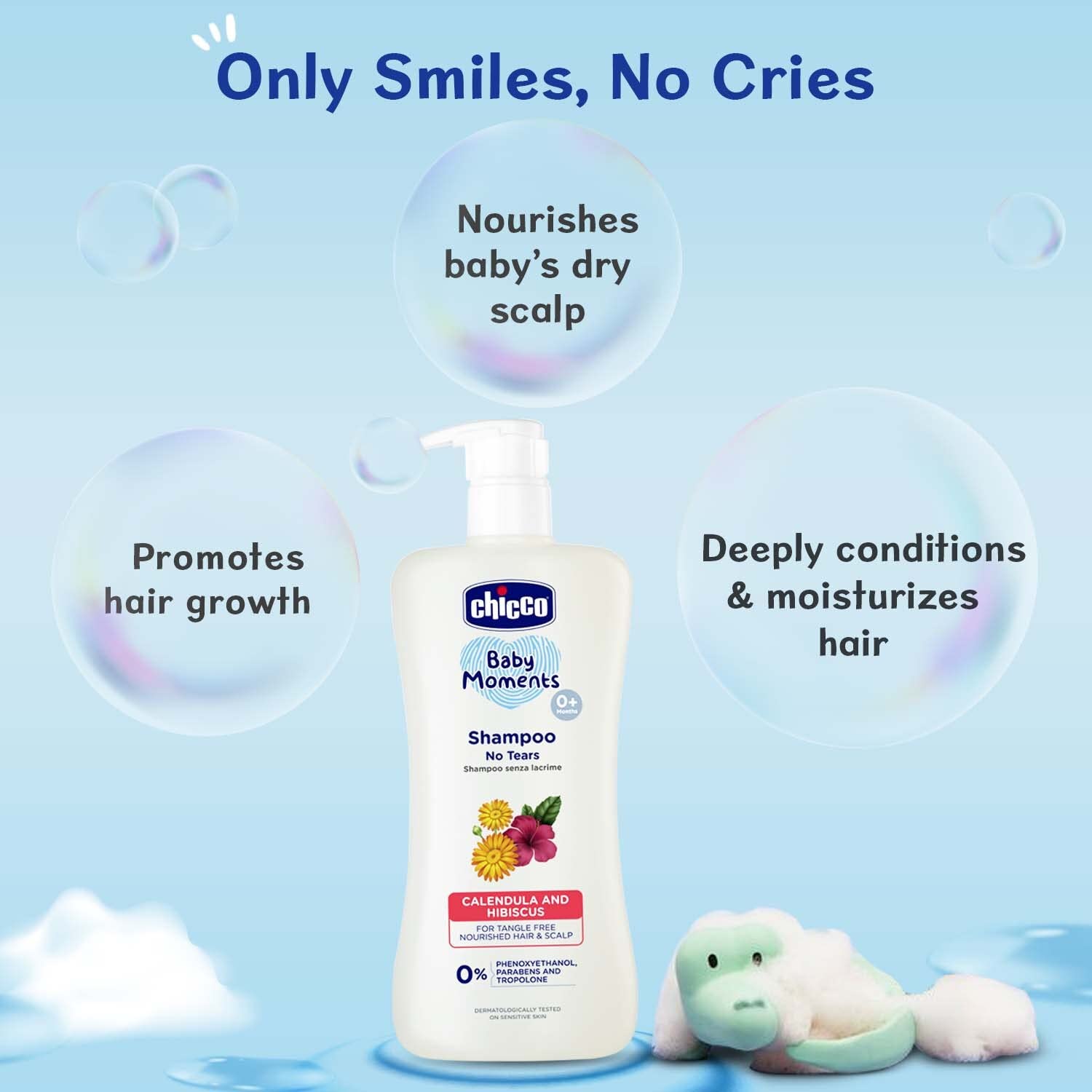 Chicco Baby Moments Shampoo for Tear-Free Bath times, Natural Ingredients, Suitable for baby’s tangle Free, smooth hair, No Phenoxyethanol and Parabens