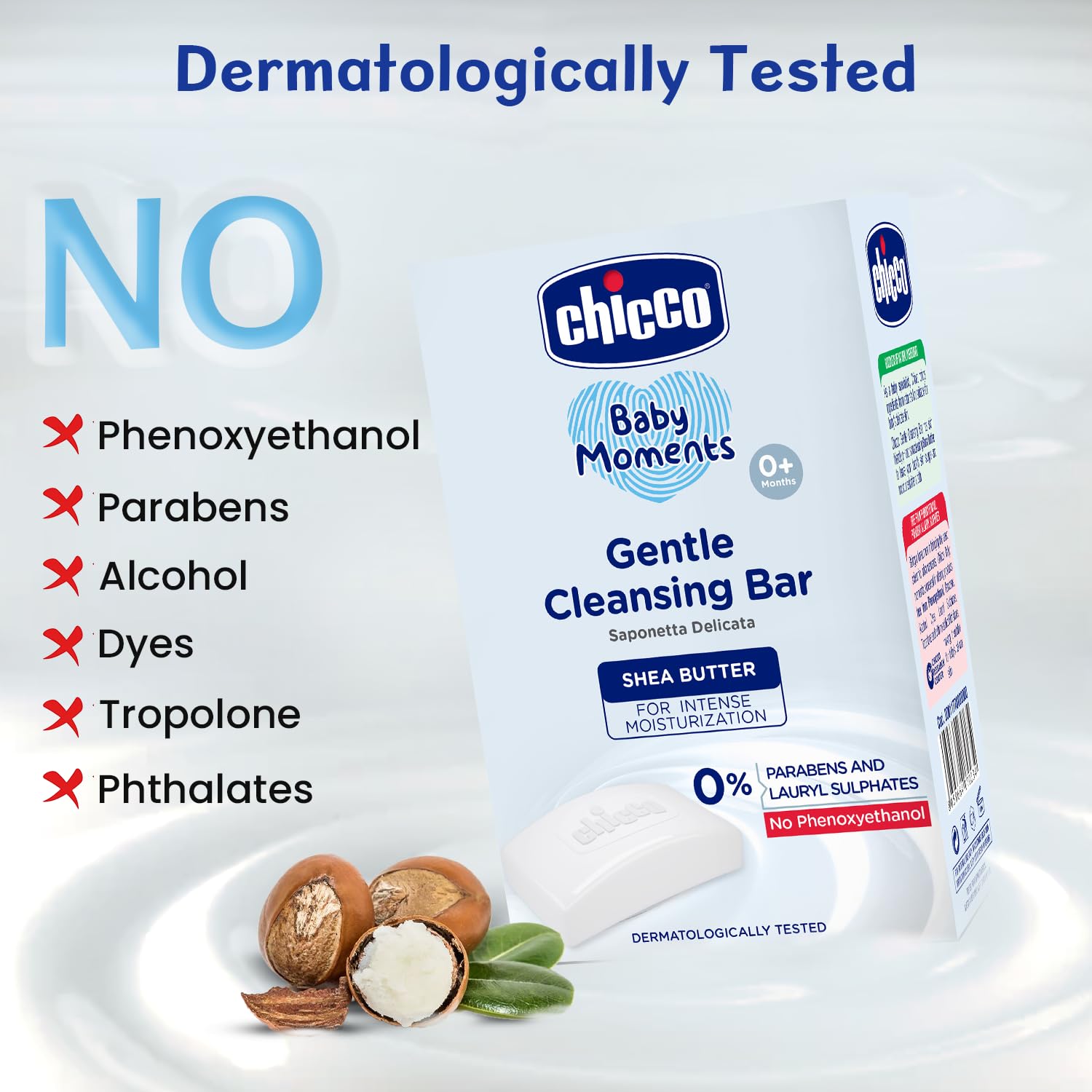 Chicco Baby Moments Gentle Cleansing Bar with Goodness of Shea Butter for Intense Moisturization 100g