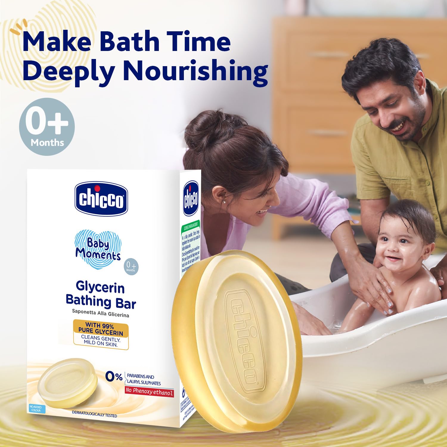 Chicco Baby Moments Glycerin Bathing Bar with 99% Pure Glycerin 75g