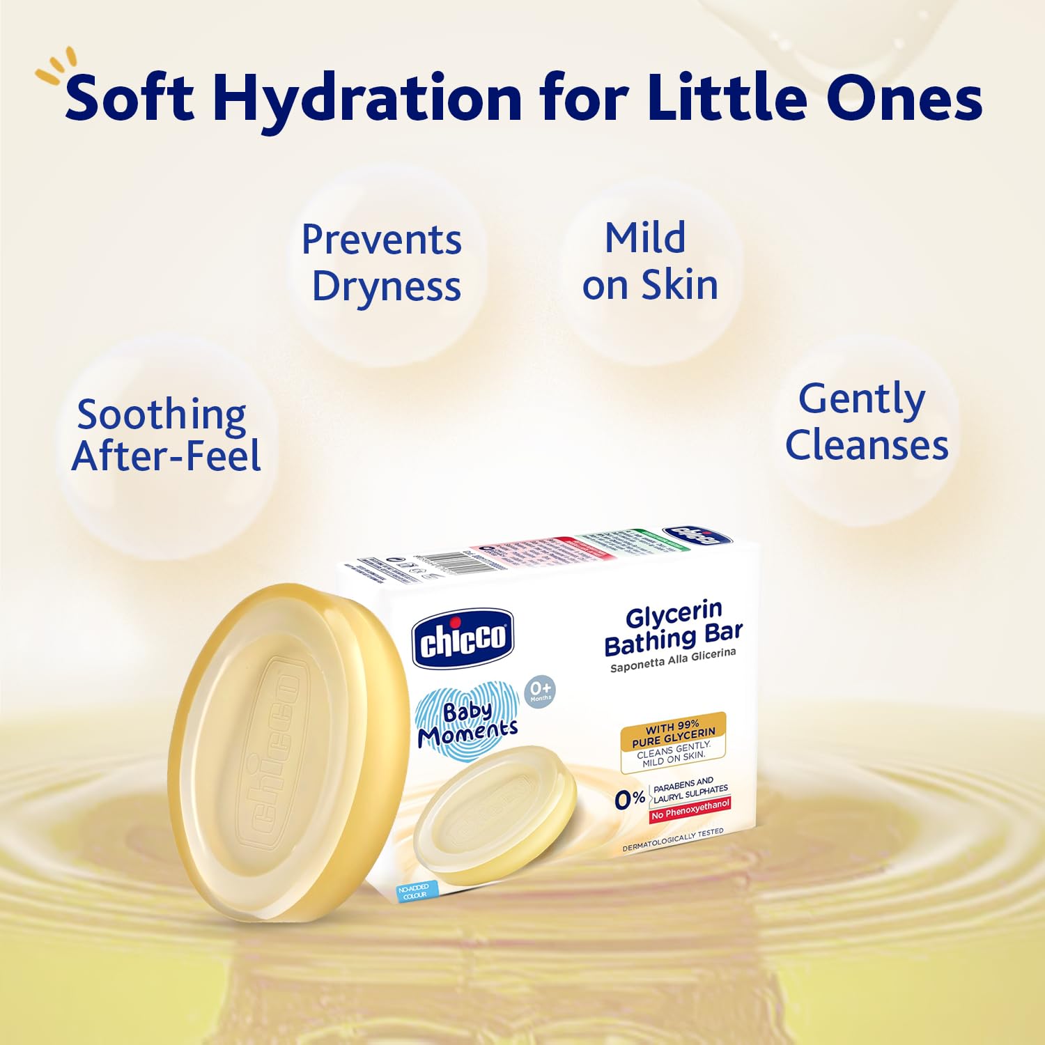 Chicco Baby Moments Glycerin Bathing Bar with 99% Pure Glycerin 75g