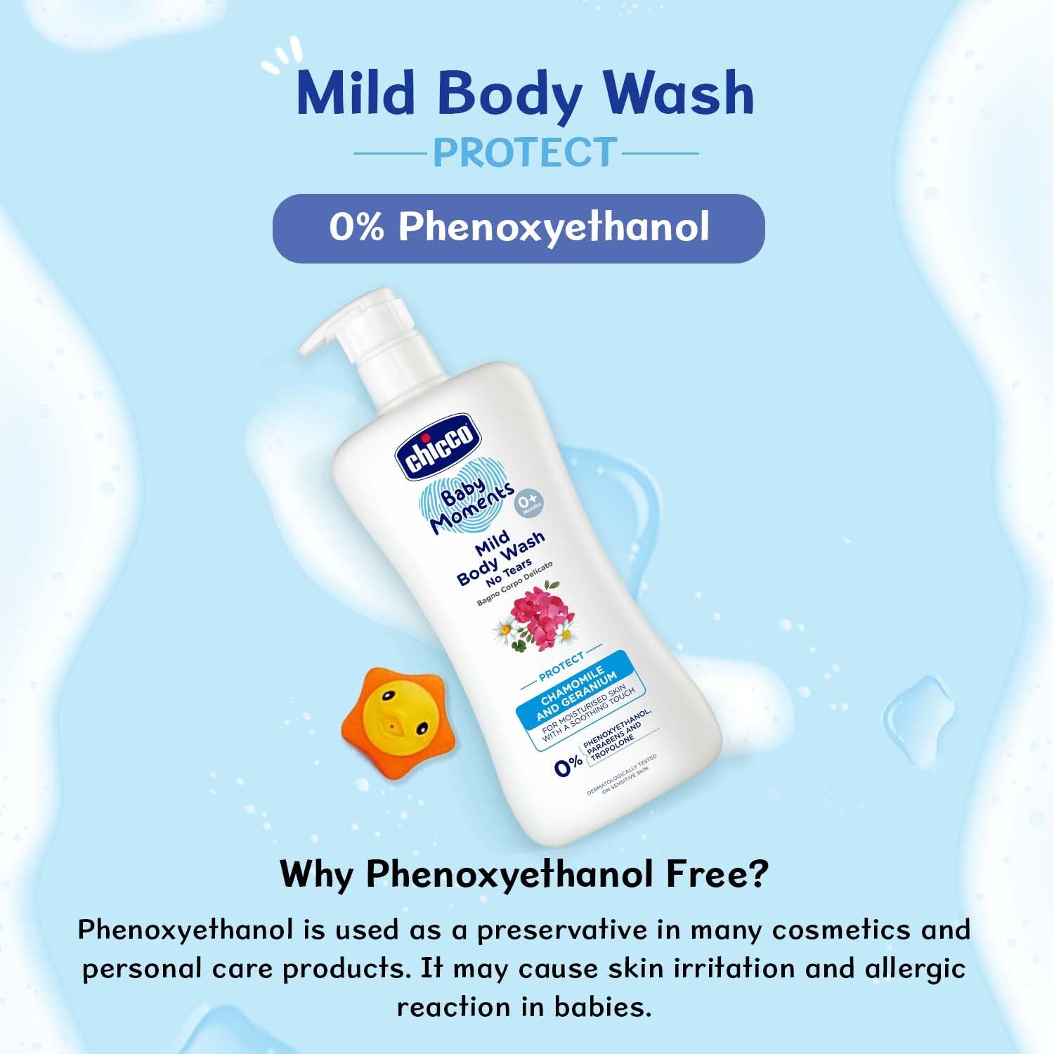 Chicco Baby Moments Mild Body Wash Protect, New Advanced formula with Natural Ingredients, No tears, Suitable for Baby’s Body Wash, No Phenoxyethanol and Parabens