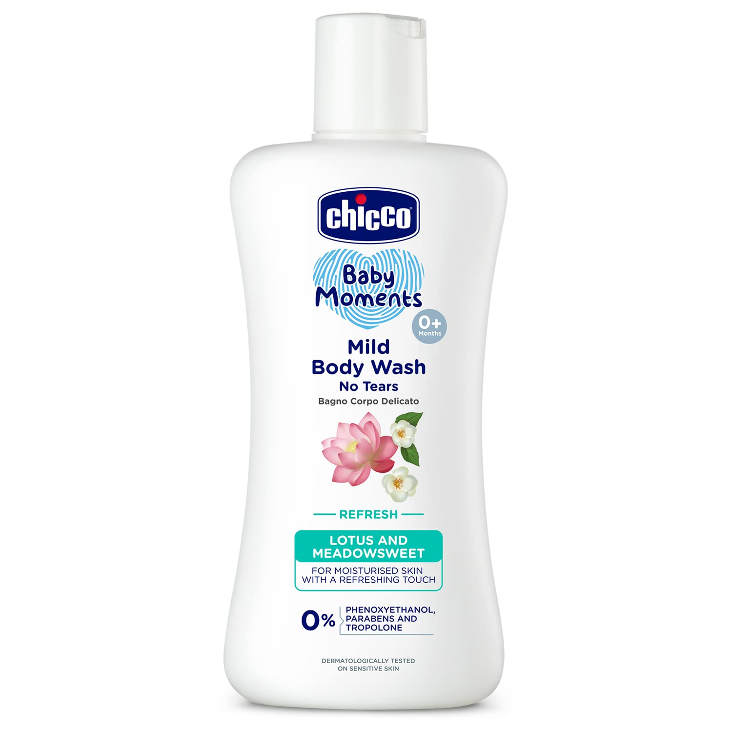 Chicco Baby Moments Mild Body Wash Refresh, New Advanced Formula with Natural Ingredients, No Tears & Soap-Free, Mild formula for Baby’s Body wash, No Phenoxyethanol and Parabens