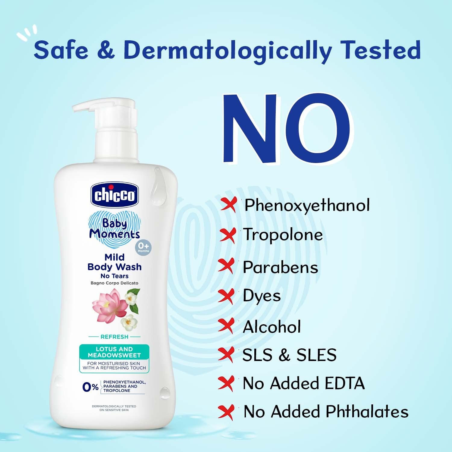 Chicco Baby Moments Mild Body Wash Refresh, New Advanced Formula with Natural Ingredients, No Tears & Soap-Free, Mild formula for Baby’s Body wash, No Phenoxyethanol and Parabens